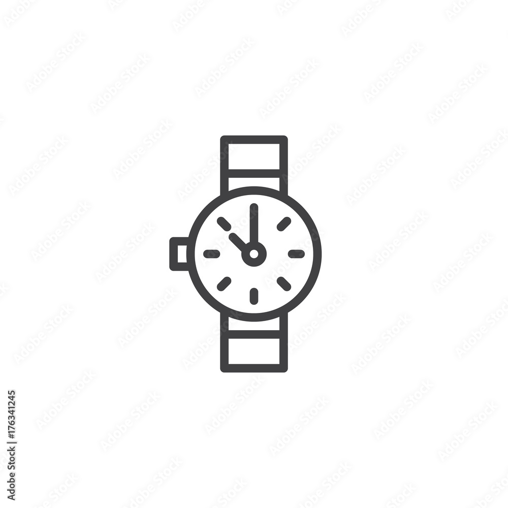 Watch line icon, outline vector sign, linear style pictogram isolated on white. Wristwatch symbol, logo illustration. Editable stroke Watch line icon, outline vector sign, linear style pictogram isolated on white. Wristwatch symbol, logo illustration. Editable stroke