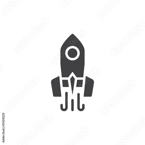 Startup icon vector, filled flat sign, solid pictogram isolated on white. Rocket, spaceship symbol, logo illustration.