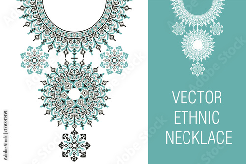 Vector Ethnic necklace Embroidery for fashion women.