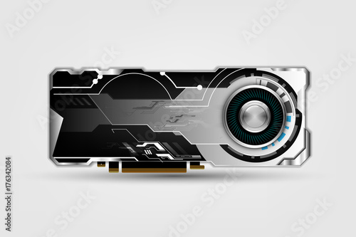 Technology Graphics Card  (Video card), GPU, graphics processor, flat, vector illustration