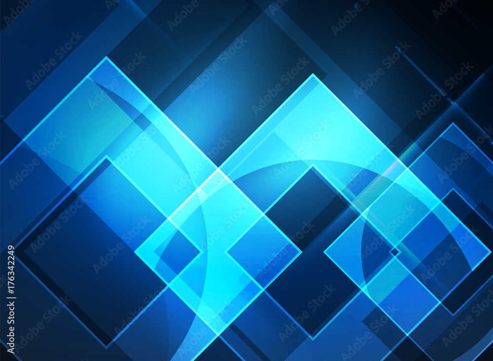 Glowing squares in the dark, digital abstract background Glowing squares in the dark, digital abstract background