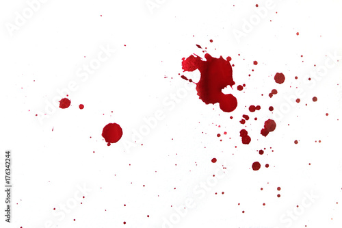 Blood splatters on white background. photo