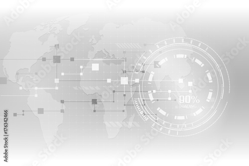 Abstract grey hi-tech futuristic background. Geometric technology vector design with gear
