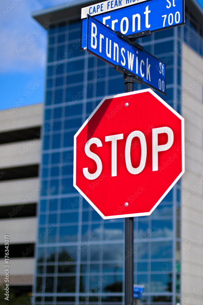 Stop sign cross roads
