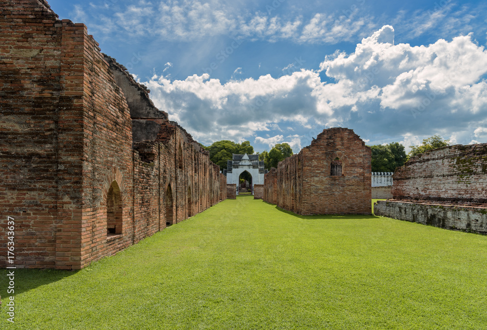 The ruins of storage buildings of King Narai's palace at Lopburi Province, Thailand. King Narai ruled Ayutthaya Kingdom from 1656 to 1688.