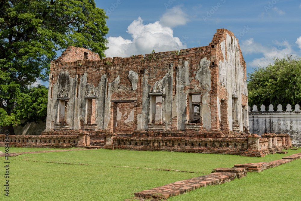 The ruins of royal chapel of King Narai in his palace at Lopburi Province, Thailand. King Narai ruled Ayutthaya Kingdom from 1656 to 1688