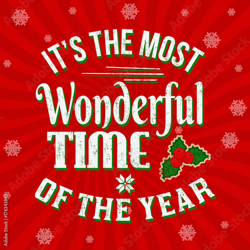 It's the most wonderful time of the year vintage greeting card or poster