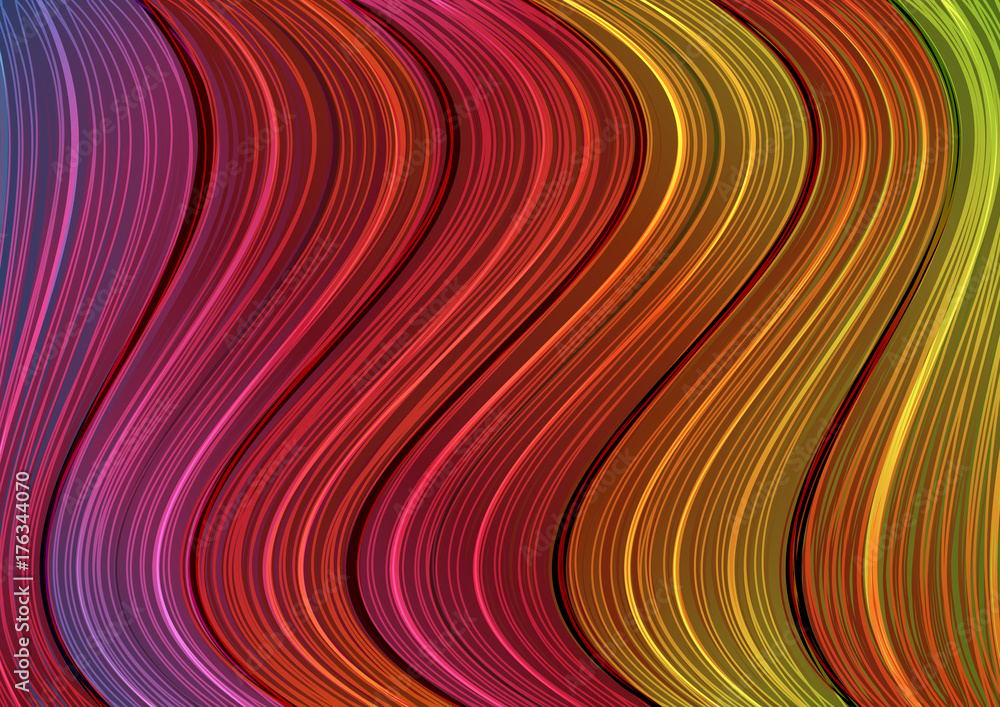 Fototapeta premium Colorful background with curved lines.