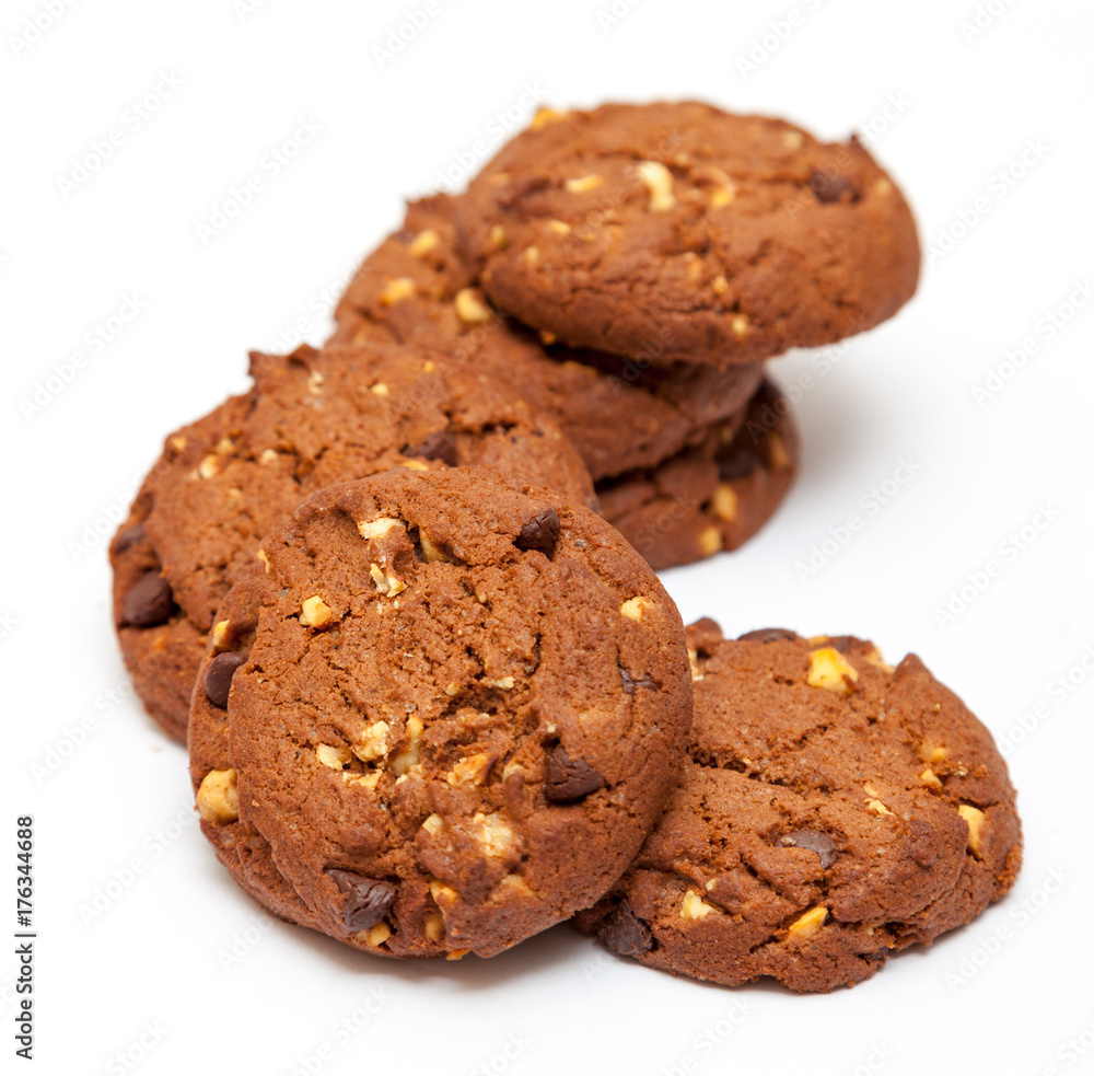 round cookies on white background
