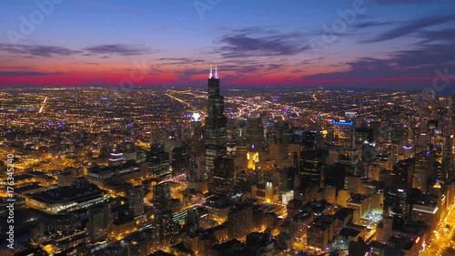 Aerial Illinois Chicago July 2017 Night 4K Inspire 2  photo