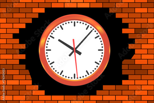 Clock in broken wall