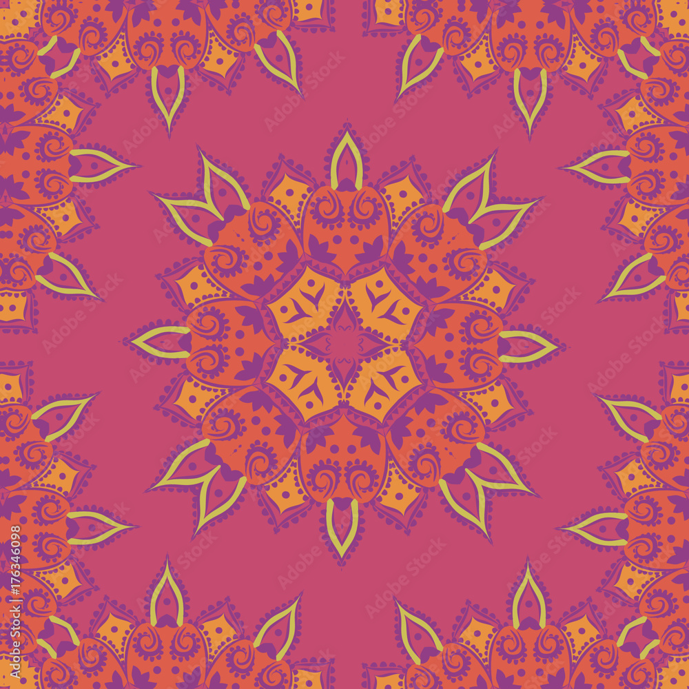 Obraz premium Folk seamless pattern. Middle Asian style. Abstract tribal motifs. Pakistani carpet