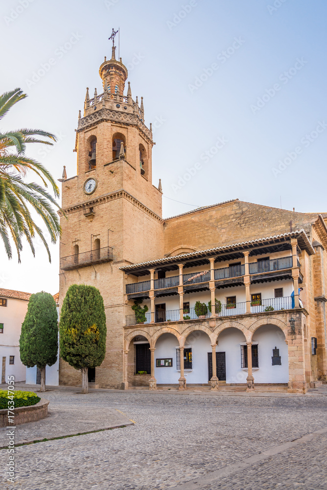 View at the church of Santa Maria la Mayor in Ronda , Spain