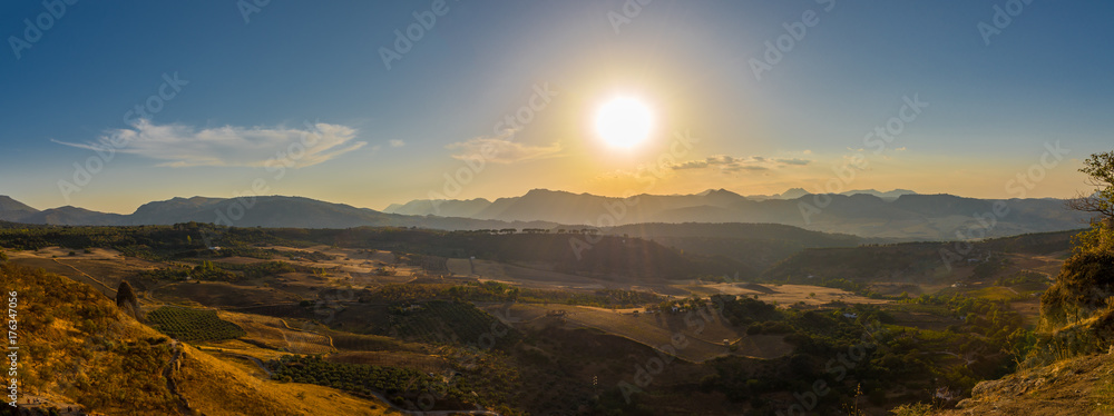 Panoramic view at the evening nature near Ronda - Spain