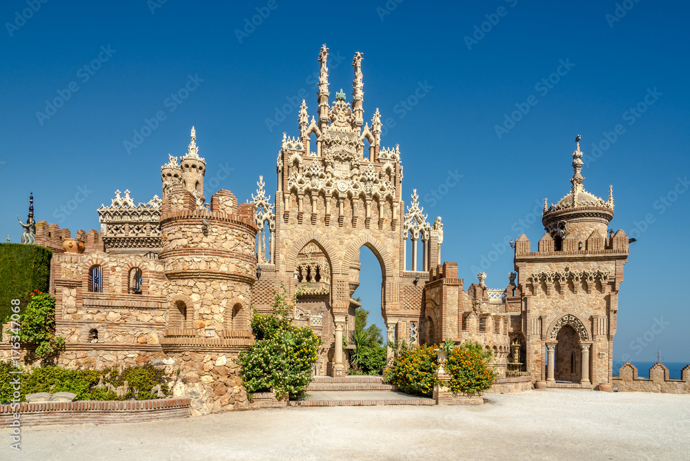 View at the Colomares castle in Benalmadena, dedicated of Christopher Columbus - Spain