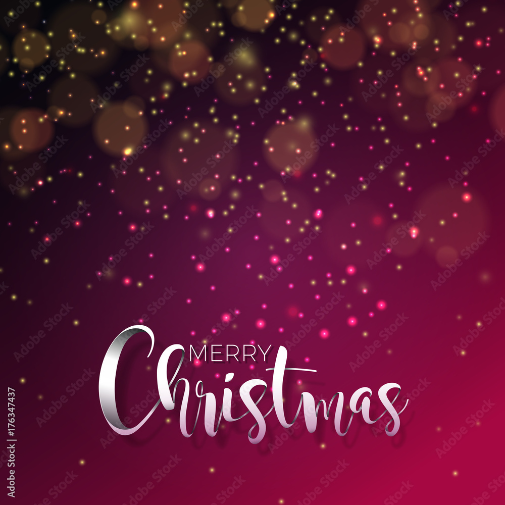 Vector illustration on a christmas theme with glowing lights and typography. Creative Holiday design for greeting card.