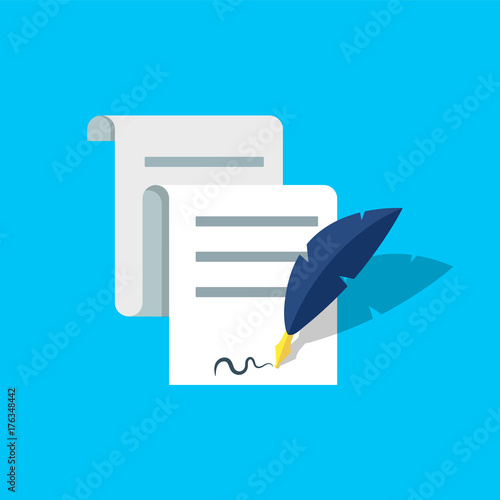 Signing contract quill vector icon