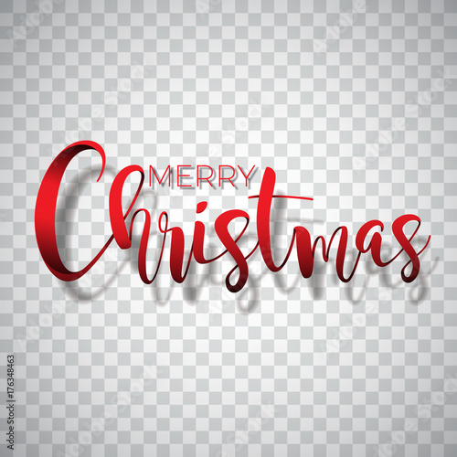 Merry Christmas Typography illustration on a transparent background. Vector logo, emblems, text design for greeting cards, banner, gifts, poster.