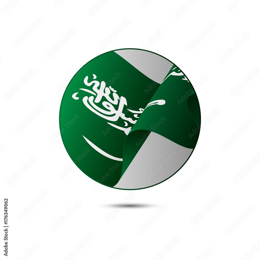 Saudi Arabia flag button with shadow on a white background. Vector illustration. Saudi Arabia flag button with shadow on a white background. Vector illustration.