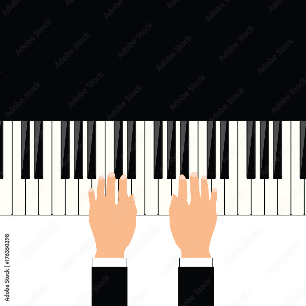 Fototapeta premium man hand on piano illustration
