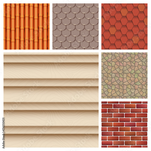 Roof tiles of classic texture and detail house seamless pattern material vector illustration
