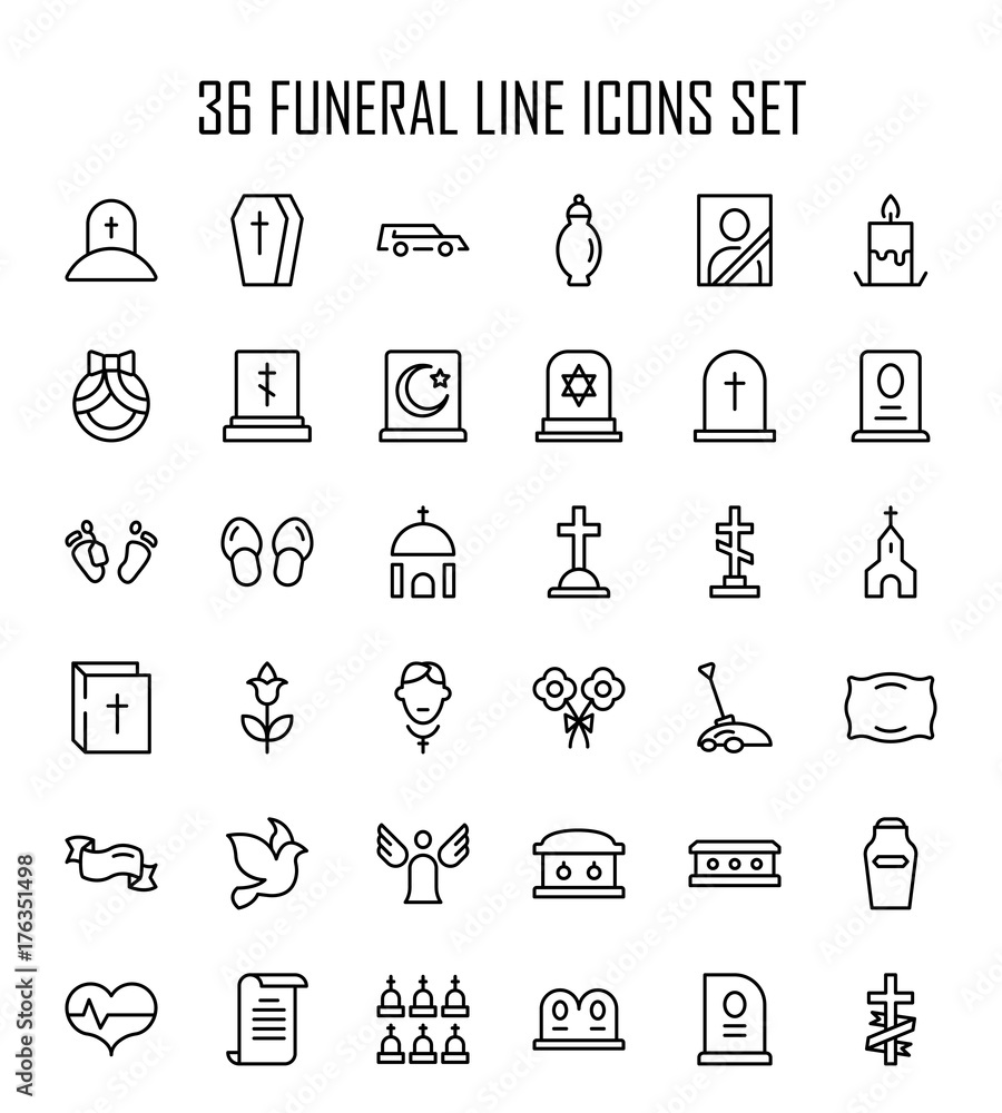 Naklejka premium Funeral icon set