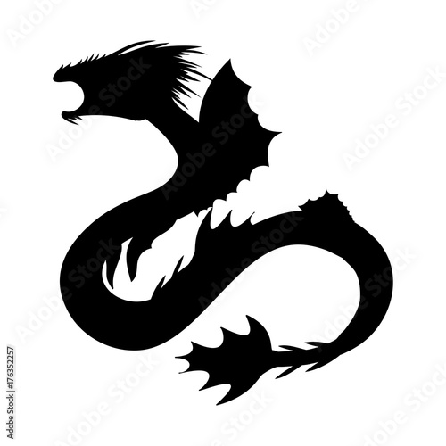 Fotografie Basilisk silhouette ancient mythology fantasy