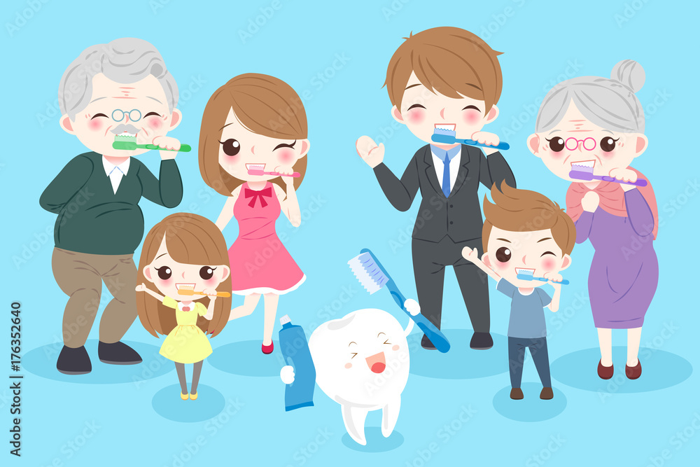 cartoon family with tooth cartoon family with tooth