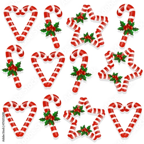 Christmas candy Vector set collection. Winter season