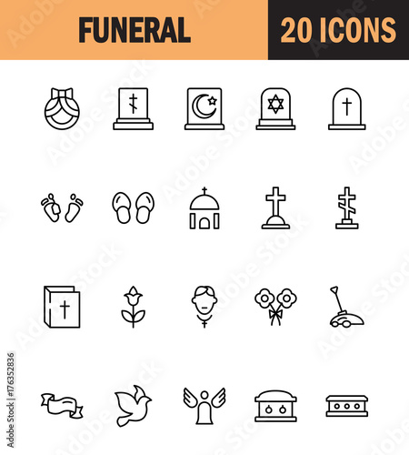 Funeral icon set