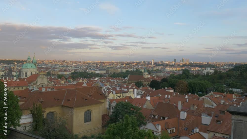 Clip of red tile rooftops in Prague, Czech Republic. Taken during beautiful evening Clip of red tile rooftops in Prague, Czech Republic. Taken during beautiful evening