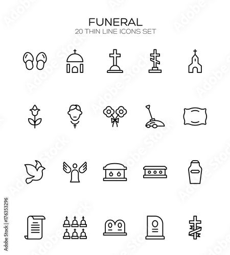 Funeral icon set