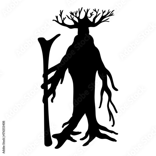 Ent tree silhouette ancient legend fantasy