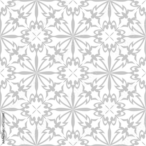 White flowers on gray background. Ornamental seamless pattern for textile and wallpapers