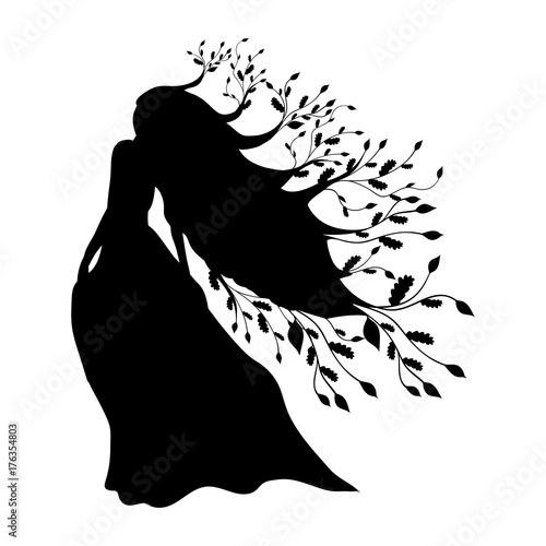 Dryad nymph forest silhouette ancient mythology fantasy photo