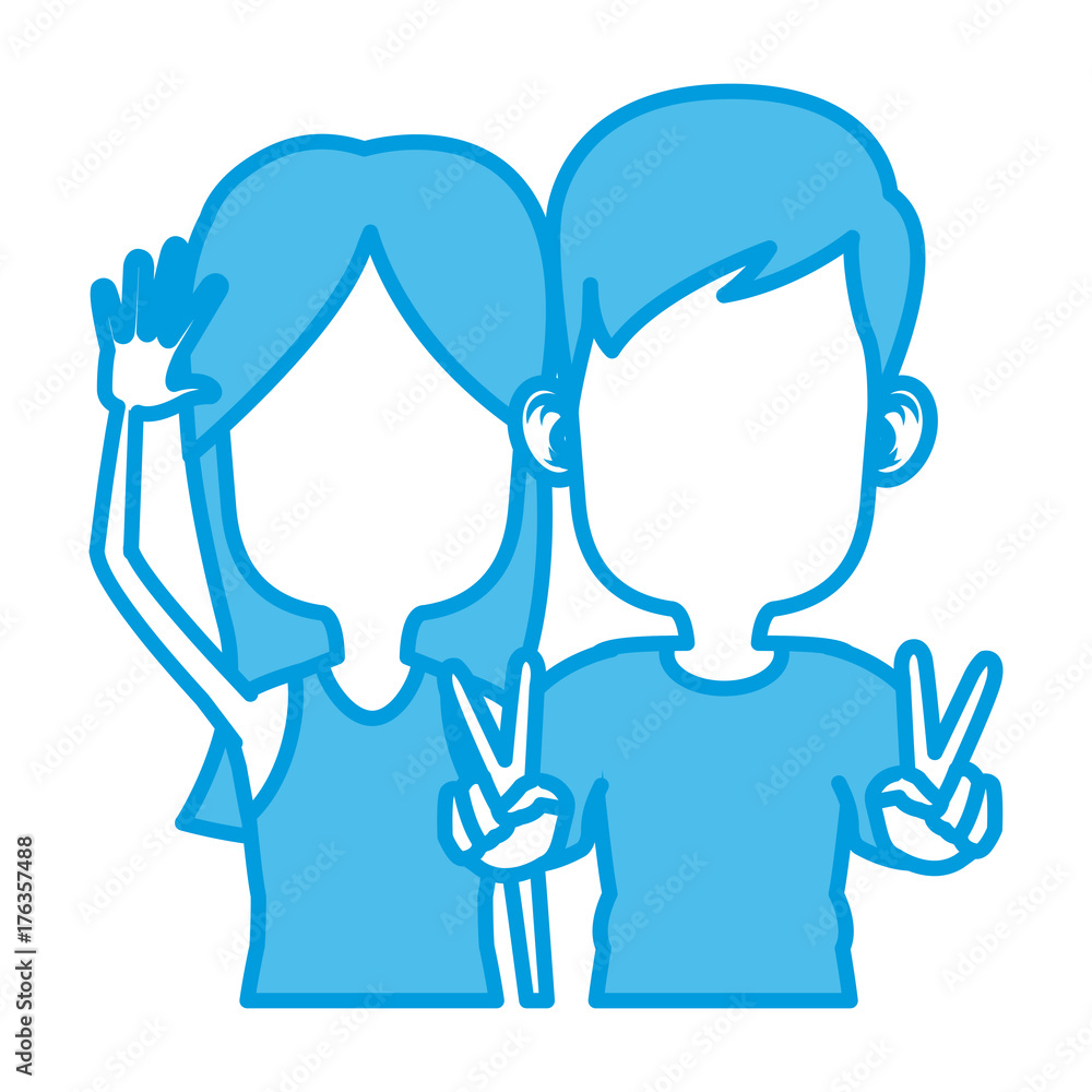 Obraz premium Cute kids friends cartoon icon vector illustration graphic design