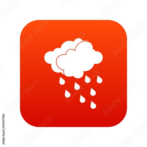 Clouds and water drops icon digital red