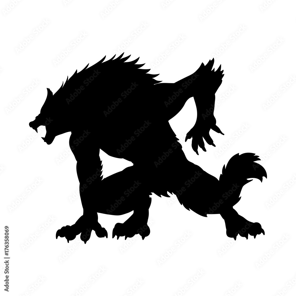 Naklejka premium Werewolf silhouette ancient mythology fantasy