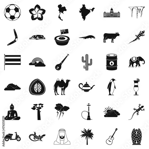 Exotic nature icons set  simple style