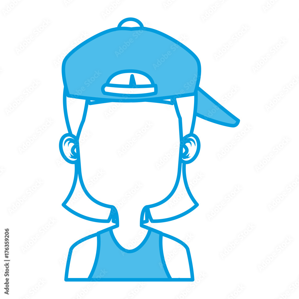 Fototapeta premium Girl faceless with hat cartoon icon vector illustration graphic design