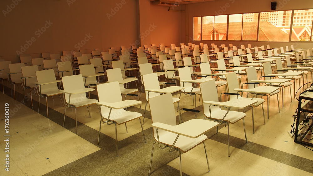 Pattern of the chairs in the university's classroom, front view. Pattern of the chairs in the university's classroom, front view.