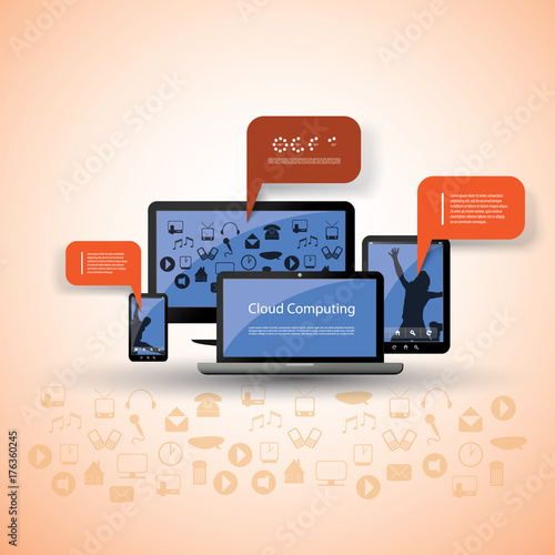 Colorful Cloud Computing Concept Design in Editable Vector Format 