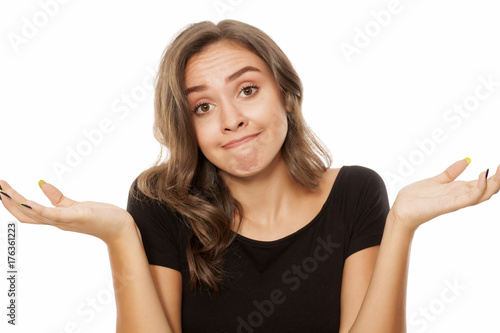 Wallpaper Mural Beautiful young woman excuses for something Torontodigital.ca