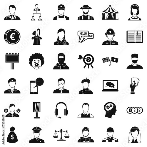 Target icons set, simple style