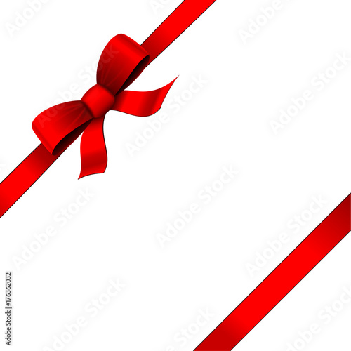 Gift card with red ribbon and copy space
