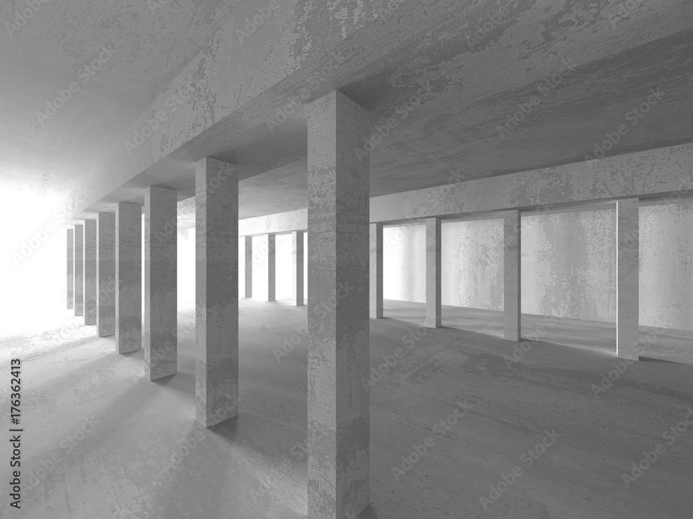 Dark concrete empty room. Modern architecture design Dark concrete empty room. Modern architecture design