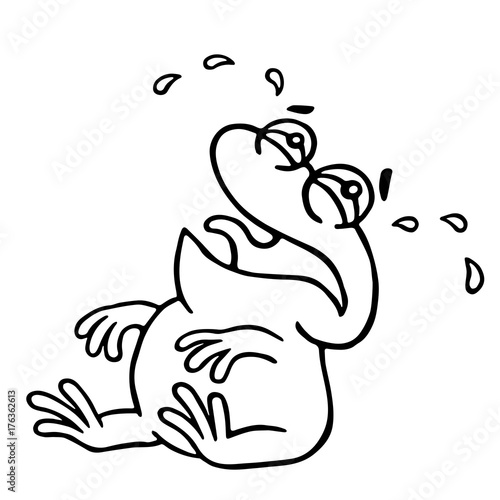 Cute crying toad. Vector illustration.
