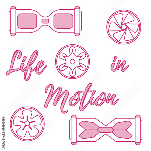 Stylized icon of modern gyroscooters and its wheels.