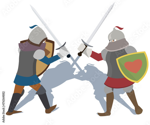fighting knights vector cartoon