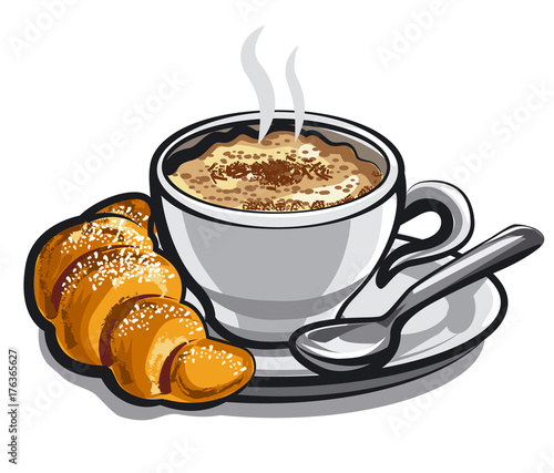 coffee cappuchino with croissant